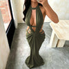 Sleek V-Neck Backless Maxi Dress