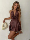 Sequined Asymmetrical Neckline Mini Dress