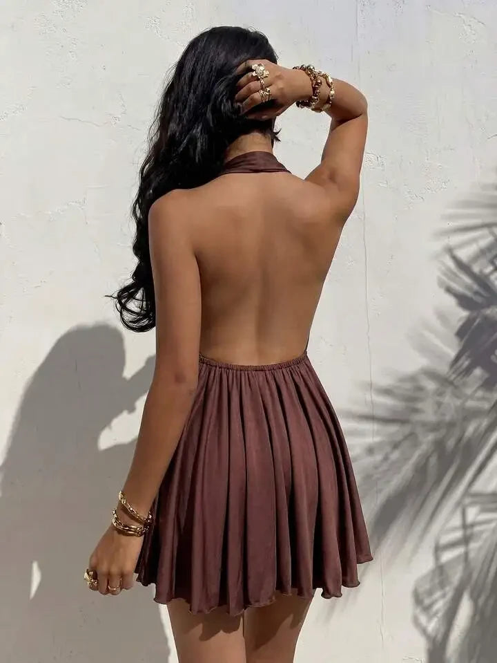 Sequined Asymmetrical Neckline Mini Dress