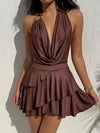 Sequined Asymmetrical Neckline Mini Dress