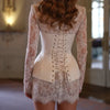 Lace Long Sleeve Satin Corset Mini Dress