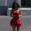 Ruffle Hem V-Neck Mini Dress