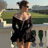 Ruffle Hem V-Neck Mini Dress