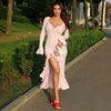 Ruffle Hem V-Neck Mini Dress